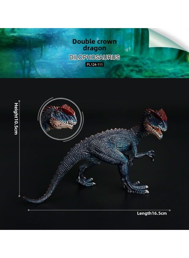 Realistic Dinosaur Model Toys Jurassic Period Tyrannosaurus Rex Velociraptor Spinosaurus T-rex Children's Plaything-Color:PL124-111 Double Crown Dragon - Image 1